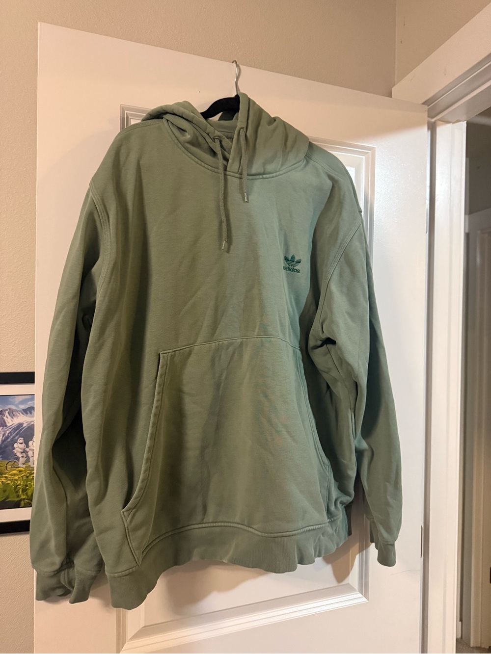 adidas Sage Green Hooded Pullover Sweatshirt